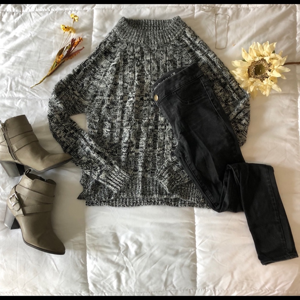 High neck long sleeved sweater